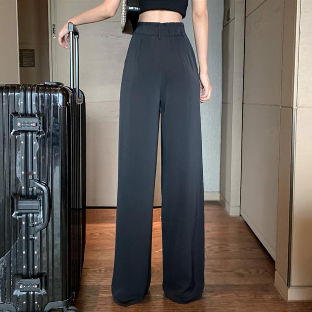 ワイドパンツ ハイウエストレディース 無地 送料無料 即日発送-6