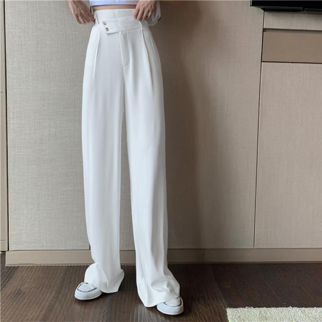 ワイドパンツ ハイウエストレディース 無地 送料無料 即日発送-7