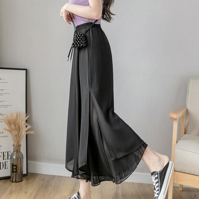 ワイドパンツ シフォン ガウチョパンツ春夏 送料無料 即日発送-4