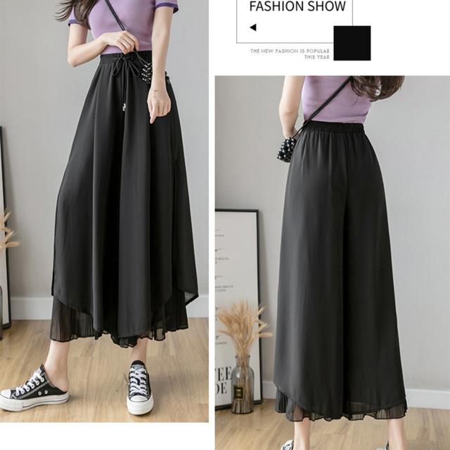 ワイドパンツ シフォン ガウチョパンツ春夏 送料無料 即日発送-5