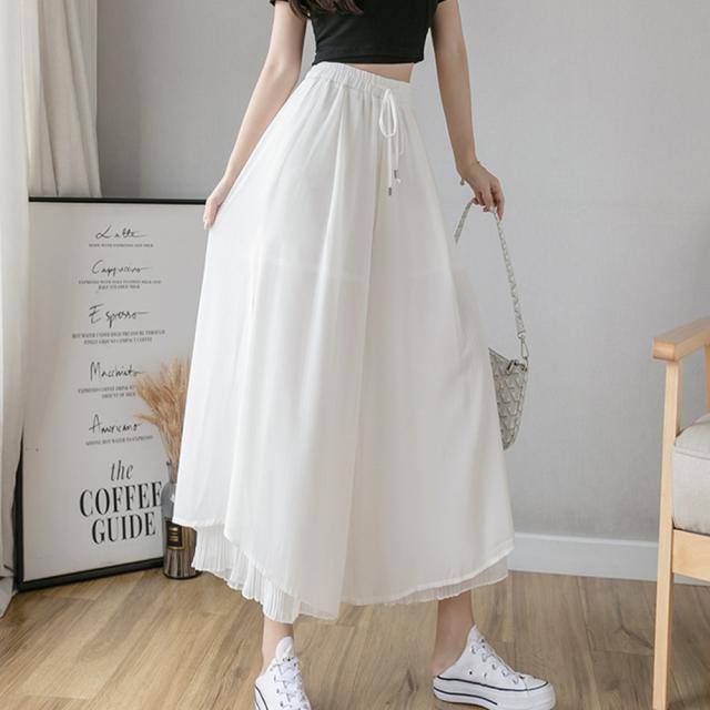 ワイドパンツ シフォン ガウチョパンツ春夏 送料無料 即日発送-6