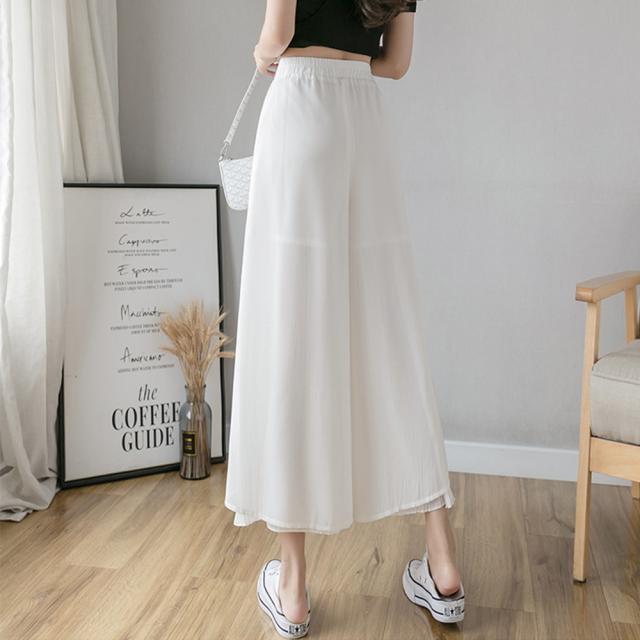 ワイドパンツ シフォン ガウチョパンツ春夏 送料無料 即日発送-8