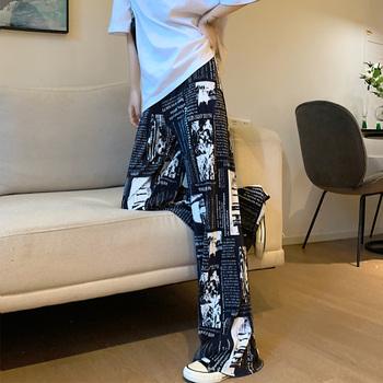 柄 プリーツワイドパンツ 夏レディース 送料無料 即日発送-4