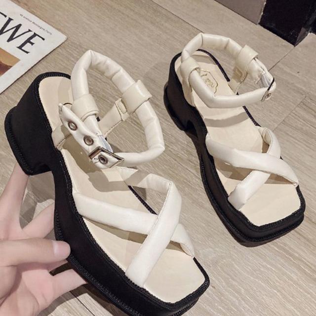 サンダル 厚底サンダル スクエアトゥ レディース 送料無料 即日発送-7