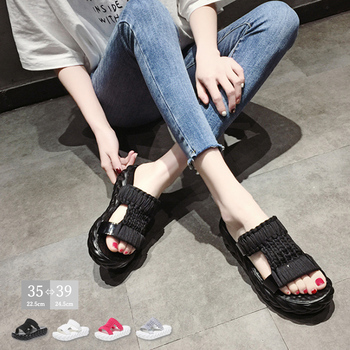 サンダル 厚底サンダル メッシュ ニットサンダル 送料無料 即日発送-0