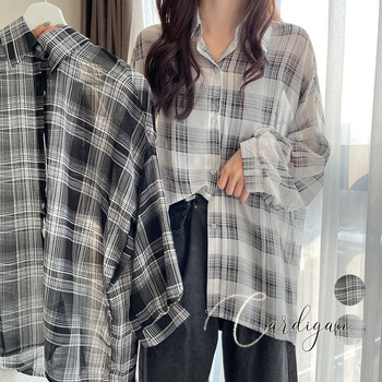 チェック柄 カーディガン レディース 送料無料 即日発送-0