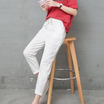 綿麻 ストレートパンツ レディース 送料無料 即日発送-5