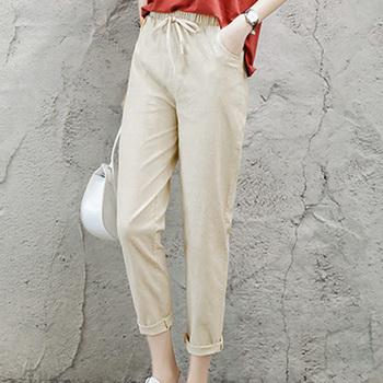 綿麻 ストレートパンツ レディース 送料無料 即日発送-6