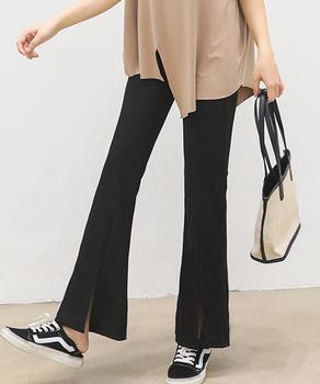 フレアリブパンツ スリット入 レギンス 送料無料 即日発送-2