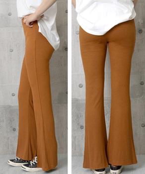 フレアリブパンツ スリット入 レギンス 送料無料 即日発送-7