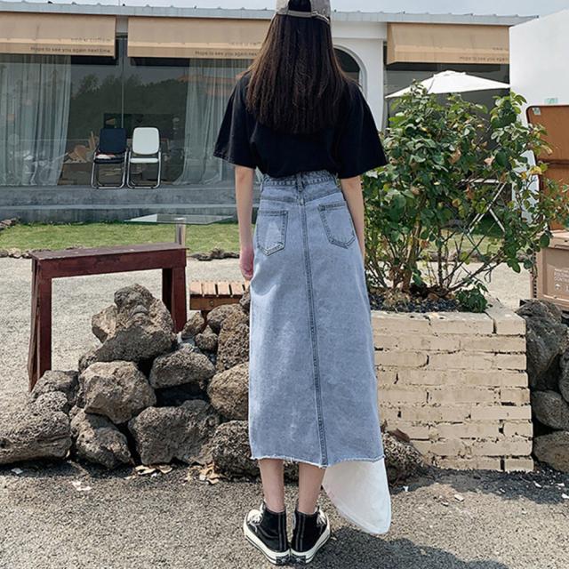 デニムスカート スリット ハイウエスト 送料無料 即日発送-9