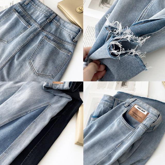 デニムスカート スリット ハイウエスト 送料無料 即日発送-3