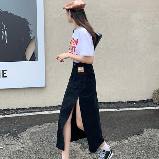 デニムスカート スリット ハイウエスト 送料無料 即日発送-5