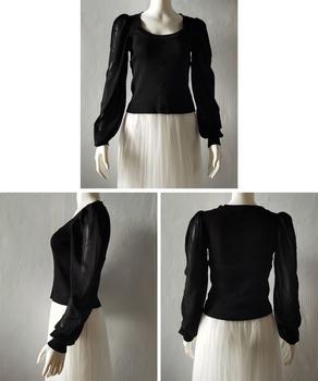 シャツブラウス 袖切り替え ニットソー 送料無料 即日発送-7