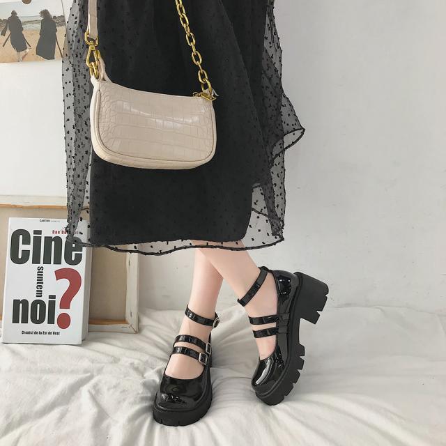 ローファー 黒 おでこ靴 厚底 パンプス 送料無料 即日発送-9