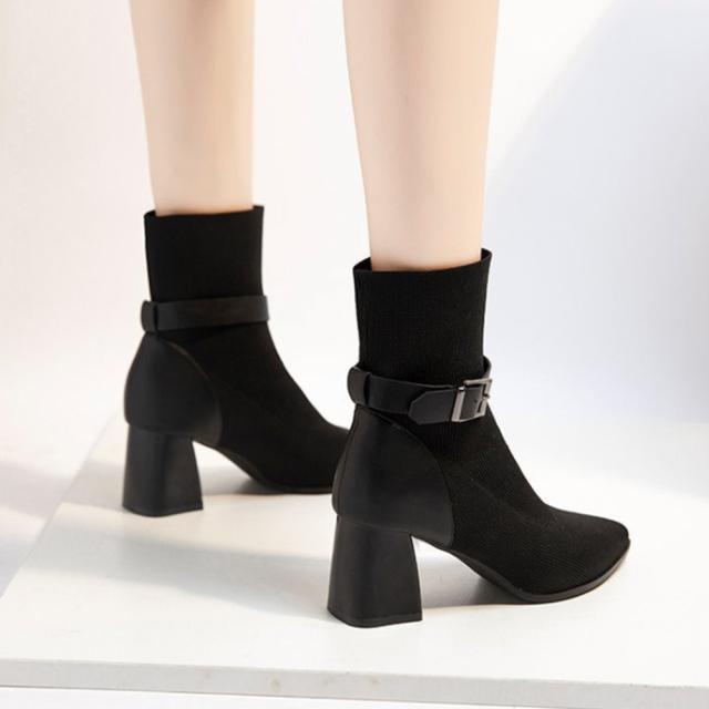 ショートブーツ レディース太ヒールブーツ SK16033216-0155 送料無料 即日発送-6