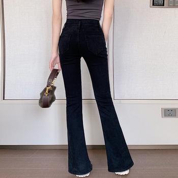 ハイウエスト デニムパンツ スリット 送料無料 即日発送-9