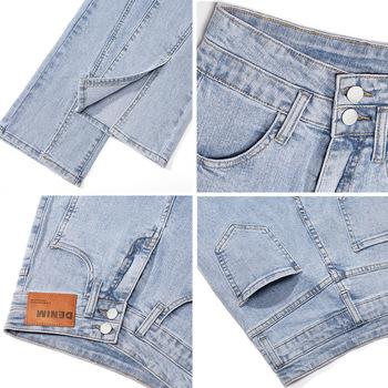 ハイウエスト デニムパンツ スリット 送料無料 即日発送-3