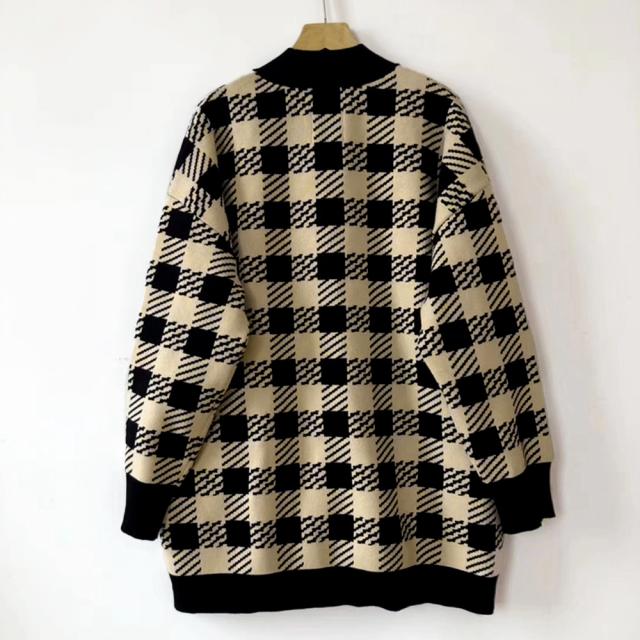 ニットカーディガン レディースチェック柄 送料無料 即日発送-3
