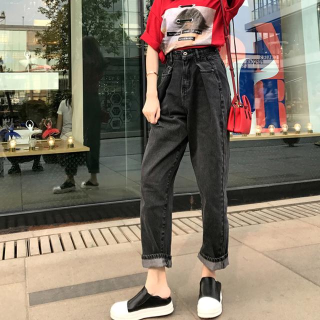 ハイウエスト タックデニムパンツ 送料無料 即日発送-7