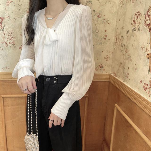 プリーツ リブニット トップス 異素材 送料無料 即日発送-5