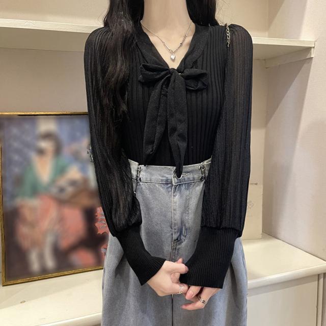 プリーツ リブニット トップス 異素材 送料無料 即日発送-6