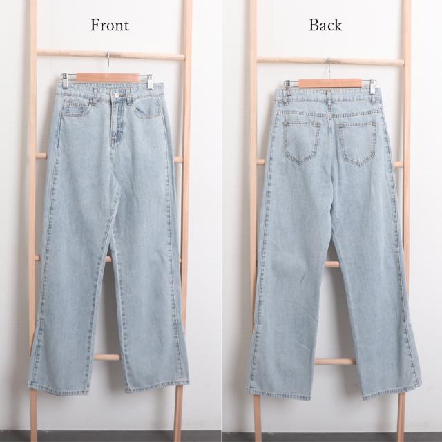 ストレートデニムパンツ ハイウエスト美脚 送料無料 即日発送-2