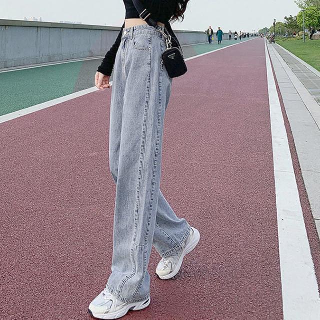 ストレートデニムパンツ ハイウエスト美脚 送料無料 即日発送-7