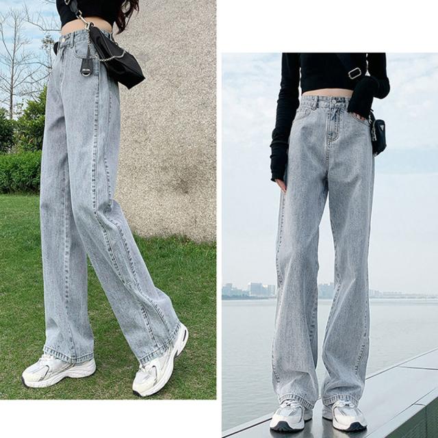 ストレートデニムパンツ ハイウエスト美脚 送料無料 即日発送-8