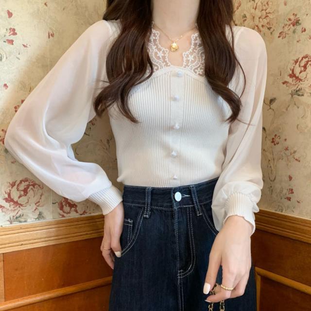 異素材ニットトップス レディース 送料無料 即日発送-4