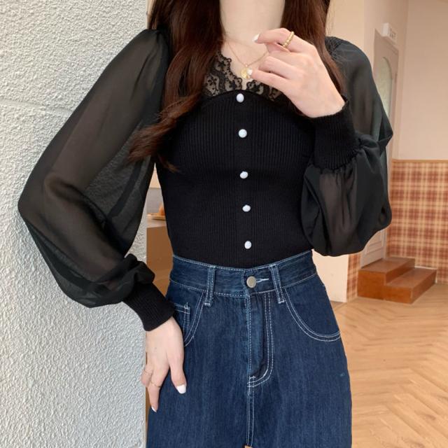 異素材ニットトップス レディース 送料無料 即日発送-5