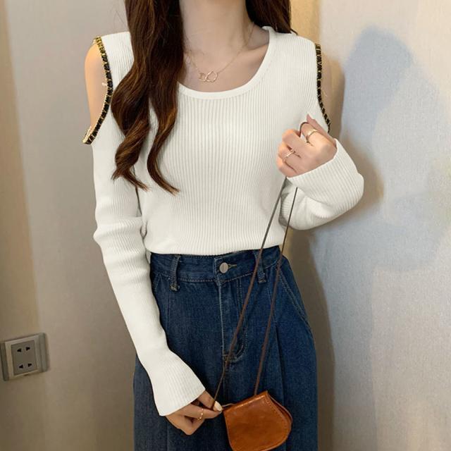 ニットトップス レディース 肩出し長袖 送料無料 即日発送-4