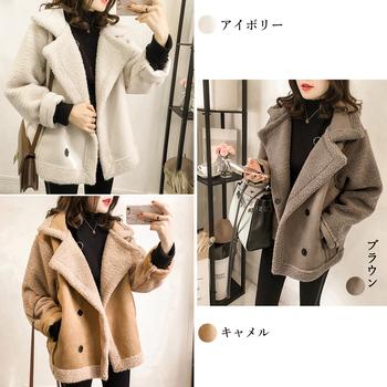 切替ムートンジャケット 大きめ 冬物 送料無料 即日発送-1