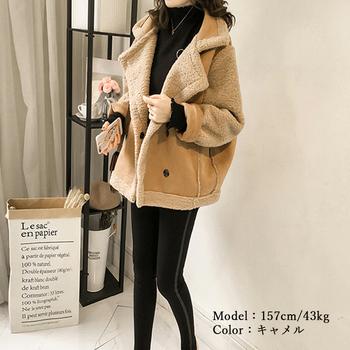 切替ムートンジャケット 大きめ 冬物 送料無料 即日発送-8