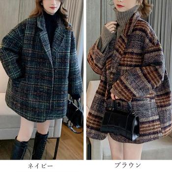 チェック柄 チェスターコート レディース 送料無料 即日発送-1