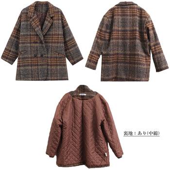 チェック柄 チェスターコート レディース 送料無料 即日発送-2