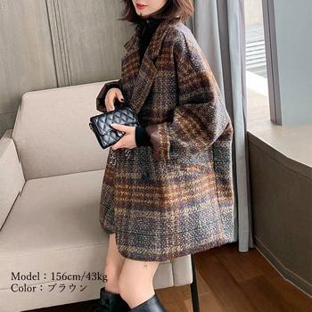 チェック柄 チェスターコート レディース 送料無料 即日発送-5