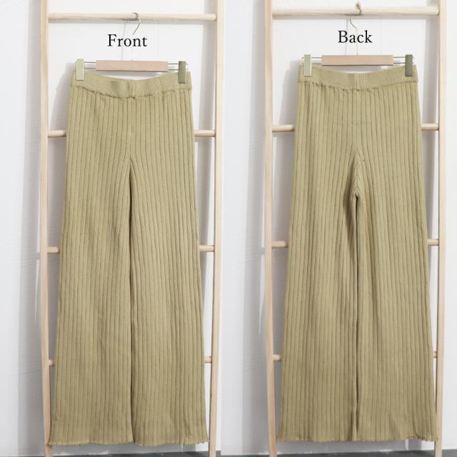 リブニットパンツ リラックスパンツ厚手 送料無料 即日発送-2