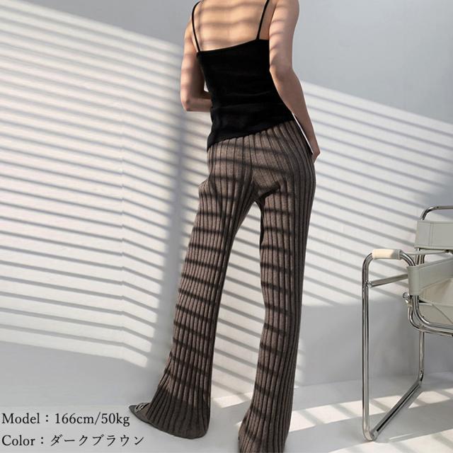 リブニットパンツ リラックスパンツ厚手 送料無料 即日発送-5