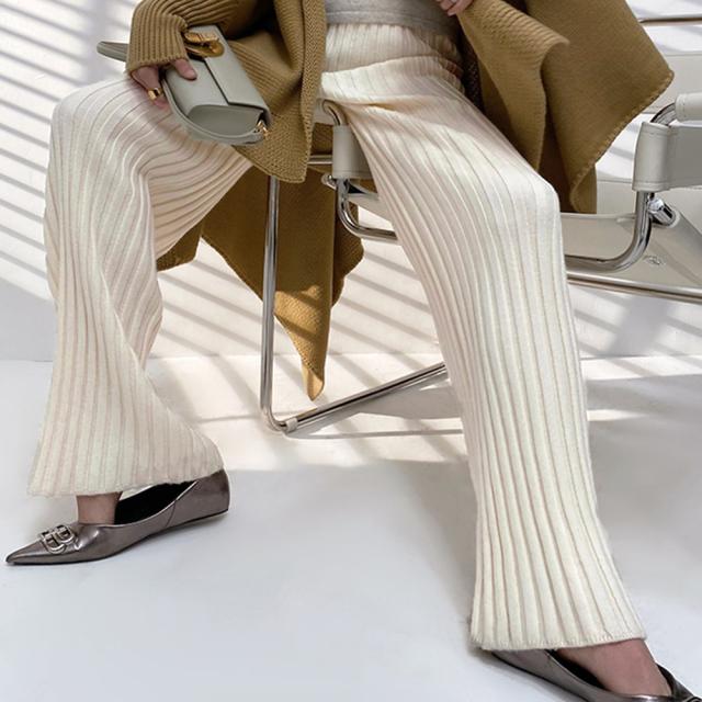 リブニットパンツ リラックスパンツ厚手 送料無料 即日発送-6