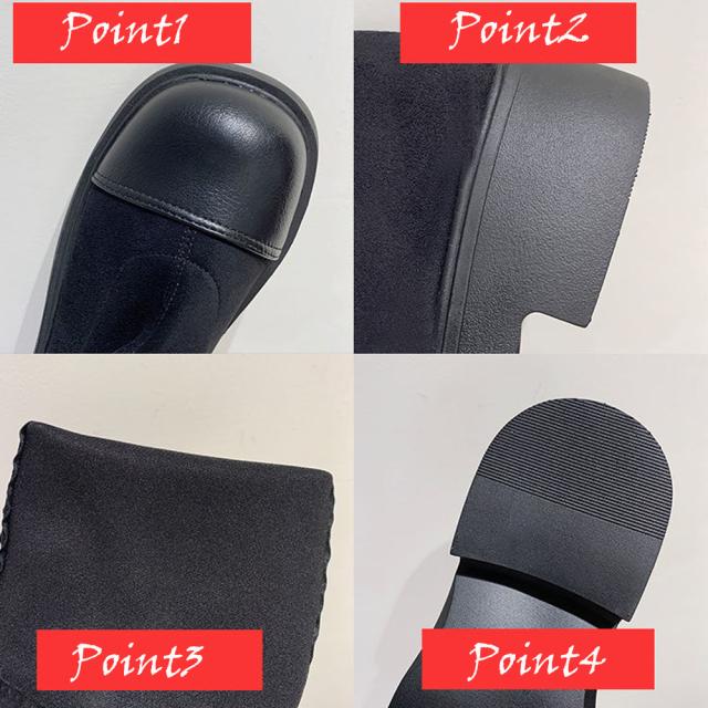 ロングブーツ ラウンドトゥ 厚底ブーツ 送料無料 即日発送-9