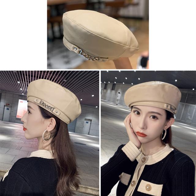 ベレー帽 帽子 レディース チェーン付き 送料無料 即日発送-5