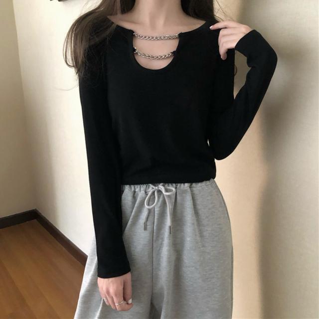 ネックレス風 Tシャツ レディース 長袖 送料無料 即日発送-5