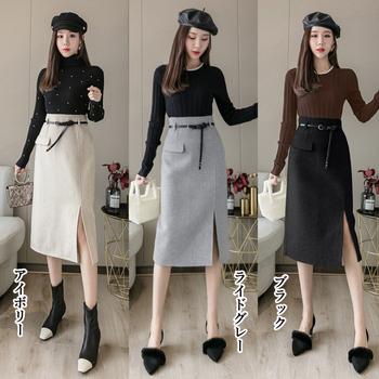 ウールライク タイトスカート 秋冬 送料無料 即日発送-1