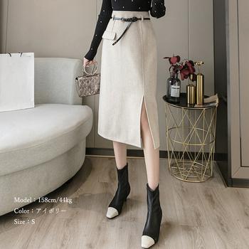 ウールライク タイトスカート 秋冬 送料無料 即日発送-6