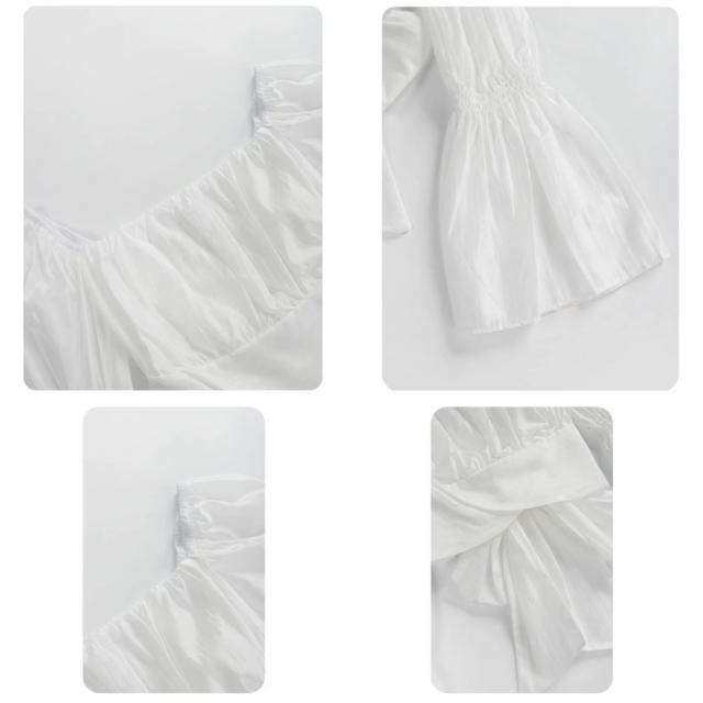 バックリボン ブラウス スクエアネック 送料無料 即日発送-2