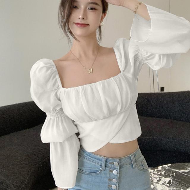 バックリボン ブラウス スクエアネック 送料無料 即日発送-4