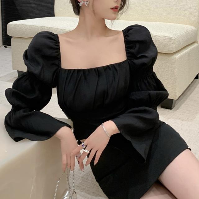 バックリボン ブラウス スクエアネック 送料無料 即日発送-6