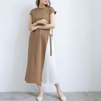 ワンピース サイドプリーツ ロング 夏 送料無料 即日発送-9