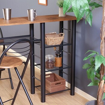 カウンターテーブルチェア3点BR WH 95247 95246 送料無料-15